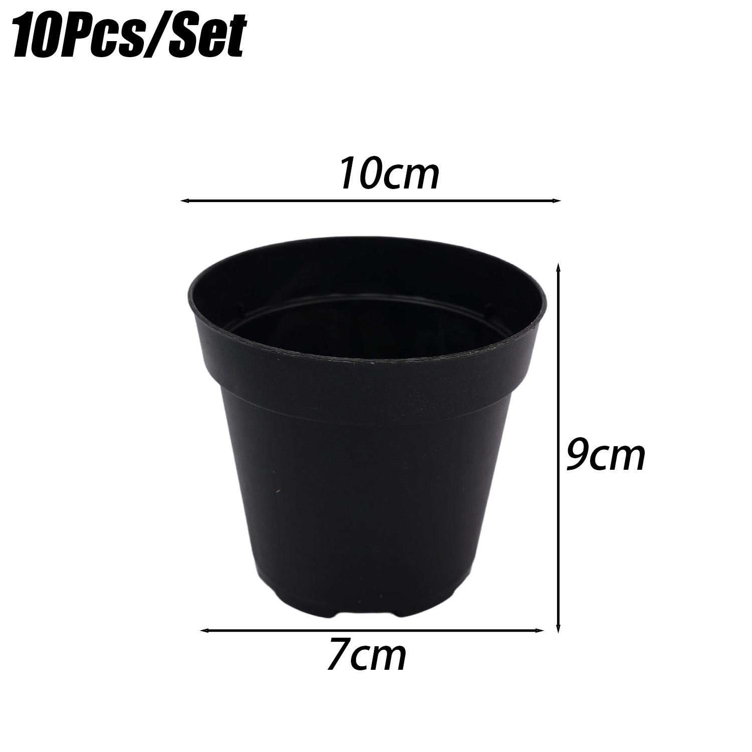 10PCS Black Mini Plastic Round Flower Pot for Household Garden Succulent Plants Cultivation Planter Bottom with Hole Nursery Cup