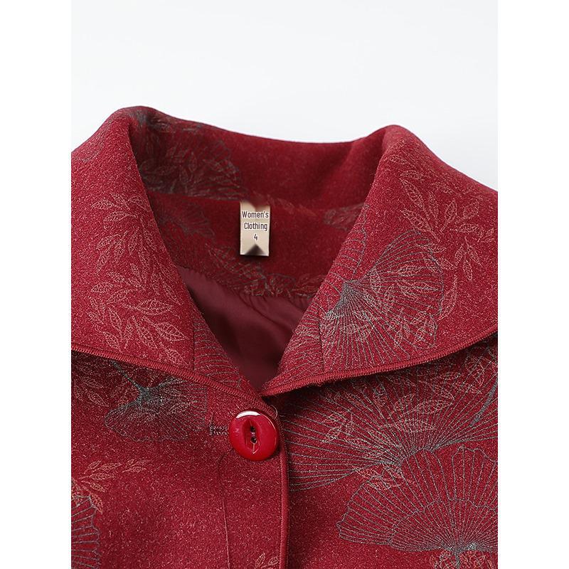 Grandma's High-End Autumn Wool Coat for Women, Turn-Down Collar, Perfect for Elderly and Middle-Aged Mothers