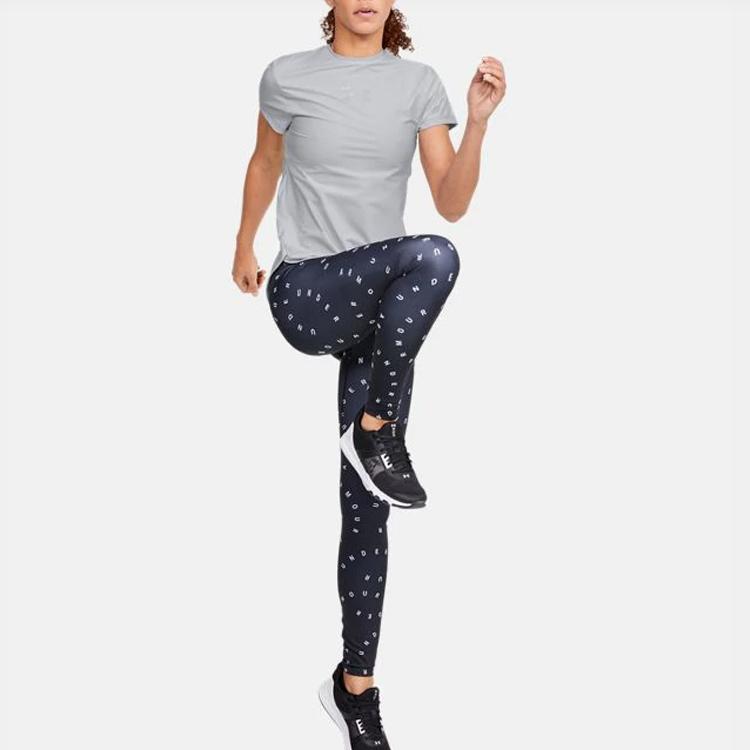 Under Armour Breathelux Stretch Running Training Fitness Top Women Tops Aura-Gray 1355864-014