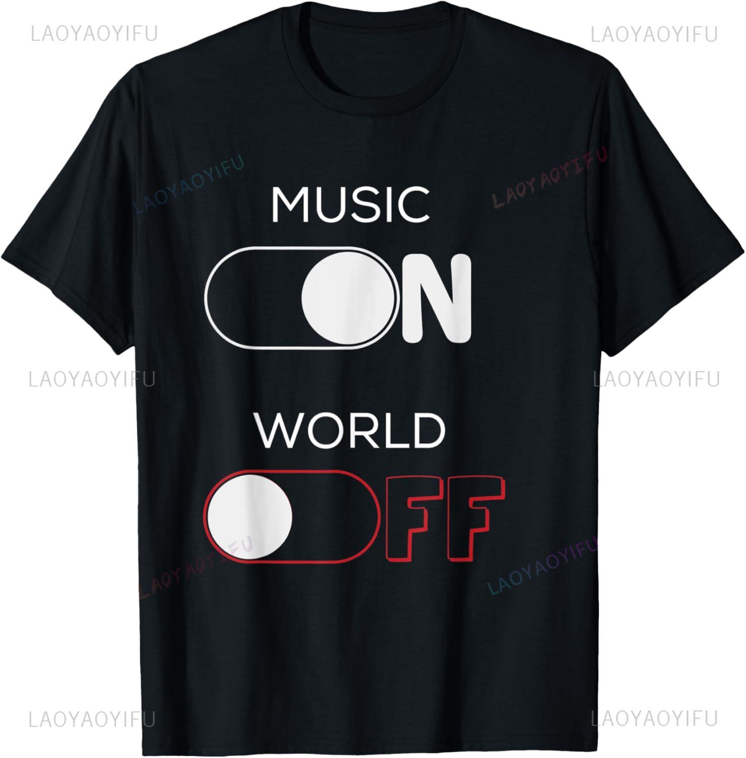 Music on World Off TShirt for Music Lovers DJs Musicians TShirt Unisexs Clothing Custom Printed Graphic T Shirts Ropa Hombre S
