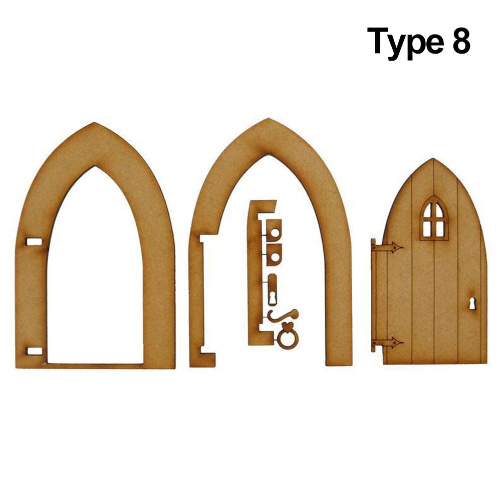 Miniature Fairy Gnome Door Figurines Vintage Wooden Elf Home Fairy Elf Door Kit For Yard Art Garden Tree Sculpture Statues Decor
