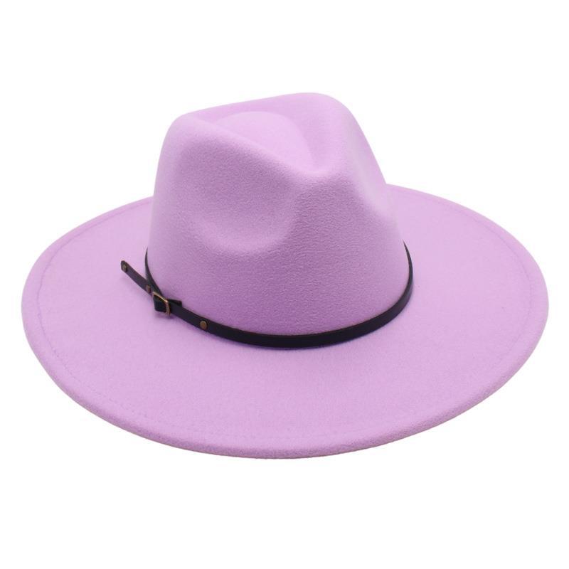 Belt Buckle Top Hat Jazz Hat Men'S And Women'S Felt Hat Woolen Hat Wool Versatile Street Shot