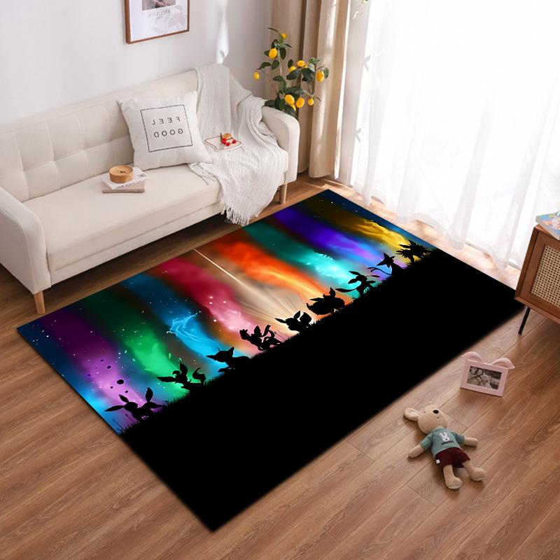 Japanese Anime Pokemon Pikachu Eevee Large Area Rug 3D Carpet Home for Living Room Kids Bedroom Sofa Doormat Children Floor Ma
