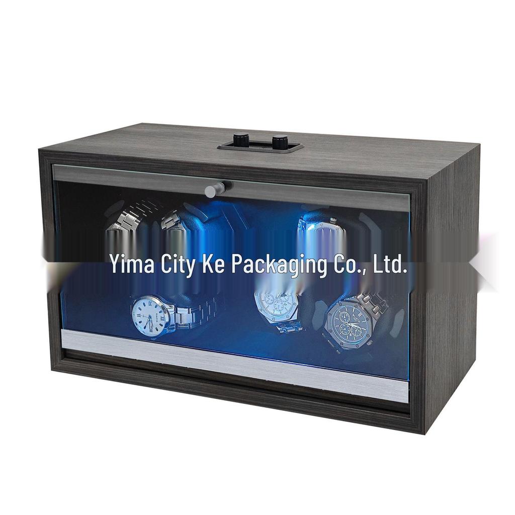 In-Stock Black Walnut 6-Watch Automatic Winder - 2 Sets of 3-Watch Electric Mechanical Winders.