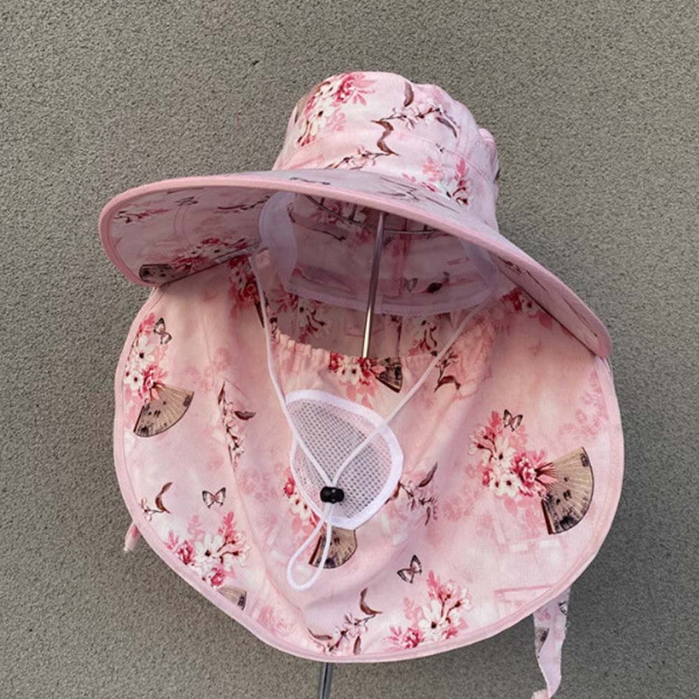 Anti-UV Mask Sunshade Shawl Cap Flower Neck Protection Hat Sun Hat Picking Tea Hat  Outdoor