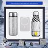 Titanium-Coated Thermos Gift Set with Power Bank and Umbrella