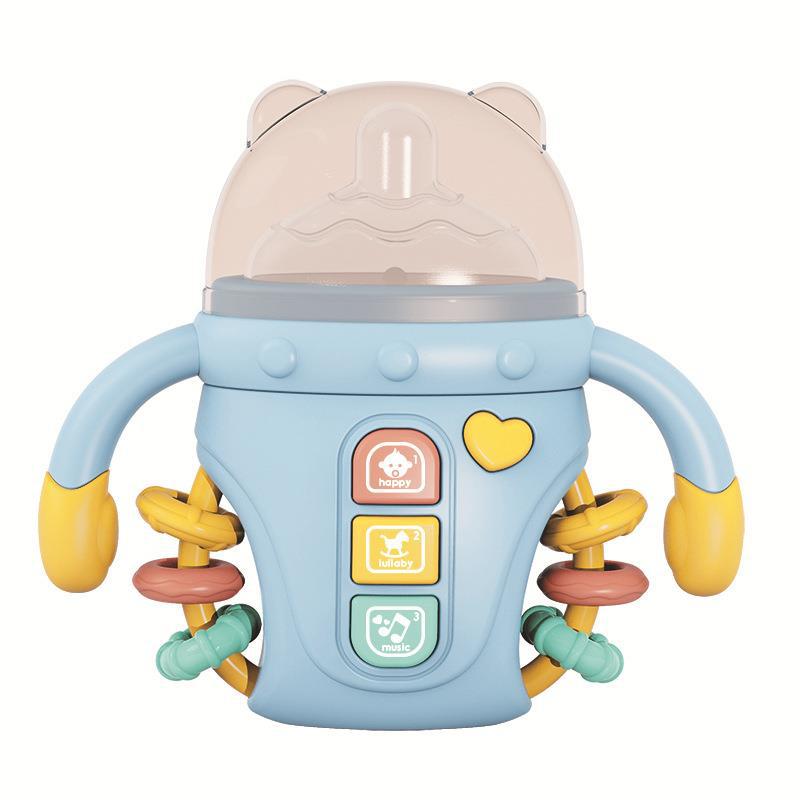 

Силиконовые игрушки для прорезывания зубов в форме детской бутылочки, свет для новорожденных и музыкальная электрическая пустышка, которую можно схватить, чтобы укусить