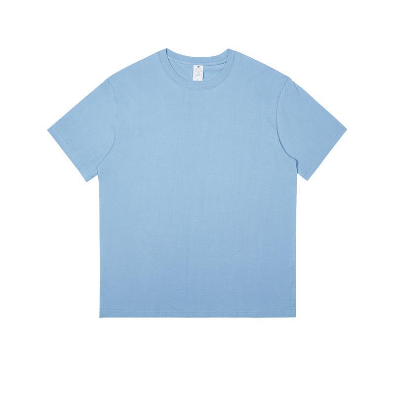 400g Heavyweight Pure White Long-Staple Cotton Summer Short-Sleeve Loose Crew Neck Base Layer T-Shirt