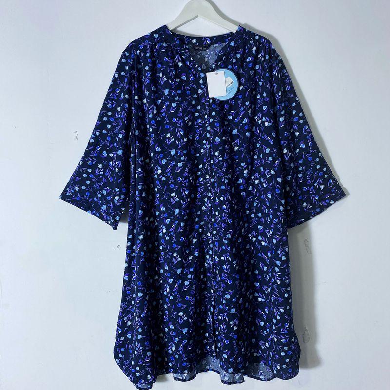 Export Export Original Order Leftover Stock Rayon Printed 3/4 Sleeves Dress Loose Casual Travel Photography Summer