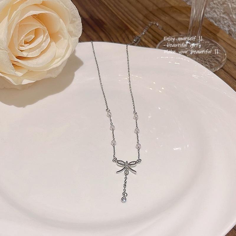 Легкий люксовый жемчужный кулон-бант женская нишевая высококачественная ключичная цепочка новая шейная цепочка модные аксессуары