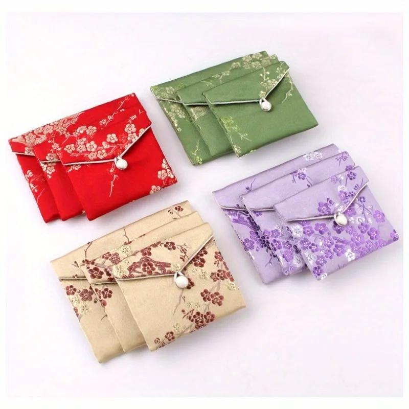 5pcs Fabric art Pouches- Traditional Chinese Brocade Jewelry & Gift Bags, Mini Storage for Weddings, Festivals Home Organization