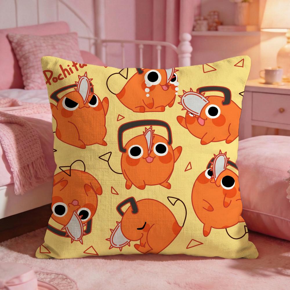 cChainsaw Manss anime Cushion Cover Premium Comfort Reversible Pillow Cove Two in One Design for Any Room  Car Interior