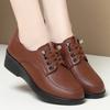 Spring Autumn Fashion New Round Toe Wedges Shoes Women's Solid Color Daily Elegant Comfort Mom's Flats Casual Women Leather Shoe