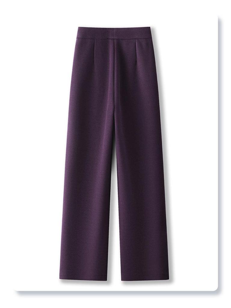Ancola Red Women's High-Waisted Wool Wide-Leg Pants - 2024 Autumn/Winter Collection