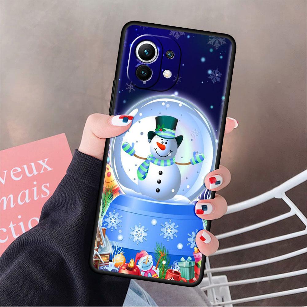 Soft Silicone Case For Xiaomi Mi 11 Lite 5G NE 11T Pro 12S Ultra 12 Note 10 10T 9T Phone Cover Bumper Funda Christmas Snowman