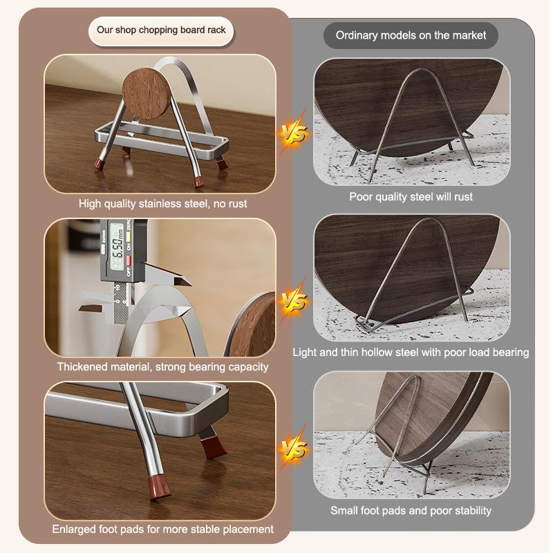 Multi-Purpose Stainless Steel Cutting Board Holder Rustproof Space Saving Chopping Board Durable Shelving Dish Stand
