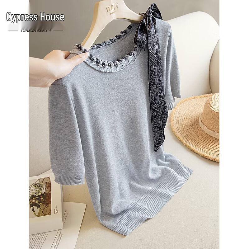 

Women s Color-Block Short Sleeve Knit T-Shirt One Size