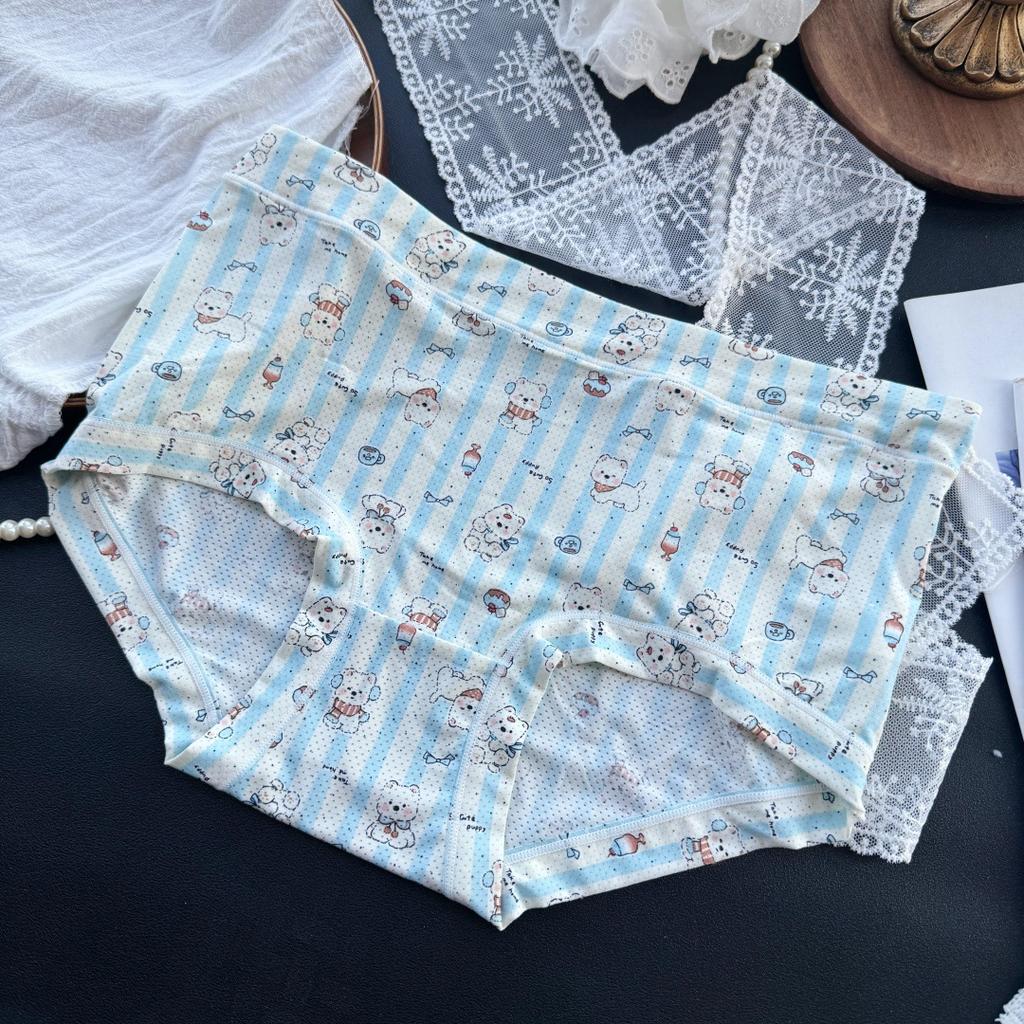Plus Size Women's Summer Ice Ribbon Breathable Comfort High Bounce Mid Waisted Briefs