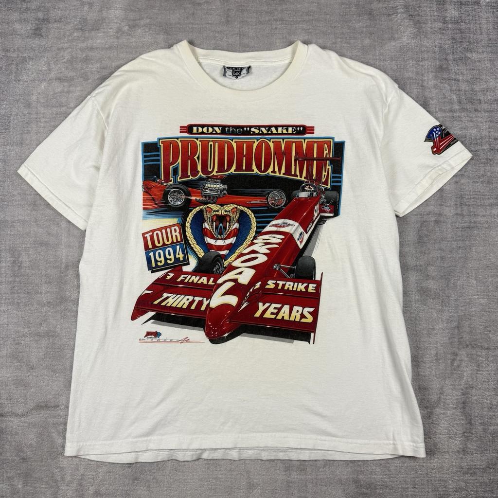 Vintage Drag racing Shirt Mens Large White Don The Snake Prudhomme 1994 Dragster