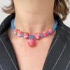 Vintage Stil Frucht Anhänger Halskette 3D Erdbeere Granatapfel Perlen Perlenkette Süßer Schmuck Für Frauen Täglichen Und Party Gebrauch