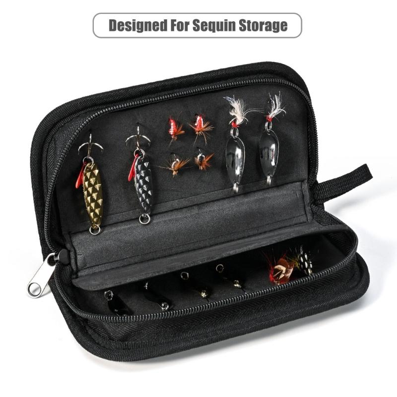 Fishing Spoon Spinner Baits Carry Case Sequins Lure Storage Bag with Zippers Fishing Hook Organizers Tackle Pouch Bags