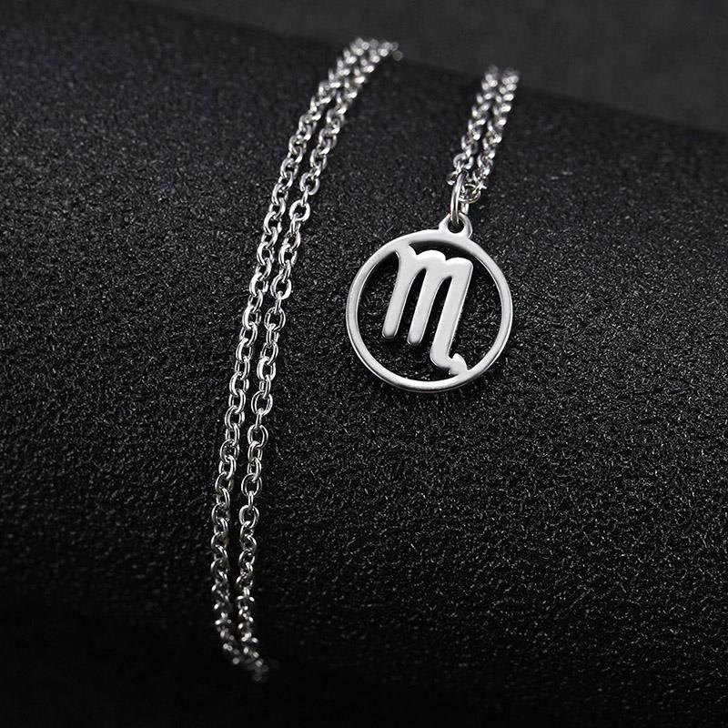 Teamer 12 Zodiac Stainless Steel Necklace Women Men Gemini Aries Libra Taurus Twelve Constellation Birthday Gifts Wholesale