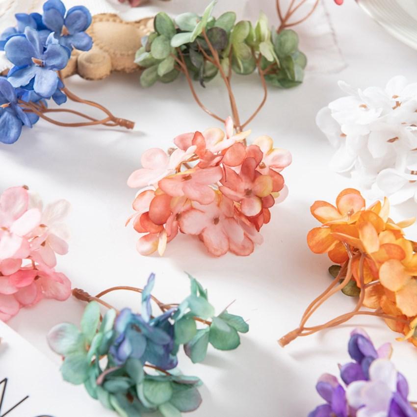 10PCS Silk Hydrangea Heads Artificial Flowers for Home Wedding Decor Candy Box Garlands Handmade Flower Arrangement Accessories