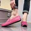 Herren Mokassins Loafer Fahrschuhe Komfort Leder Flats Lässige Slipper Übergröße Farbe Blau Erbsenschuhe Übergröße