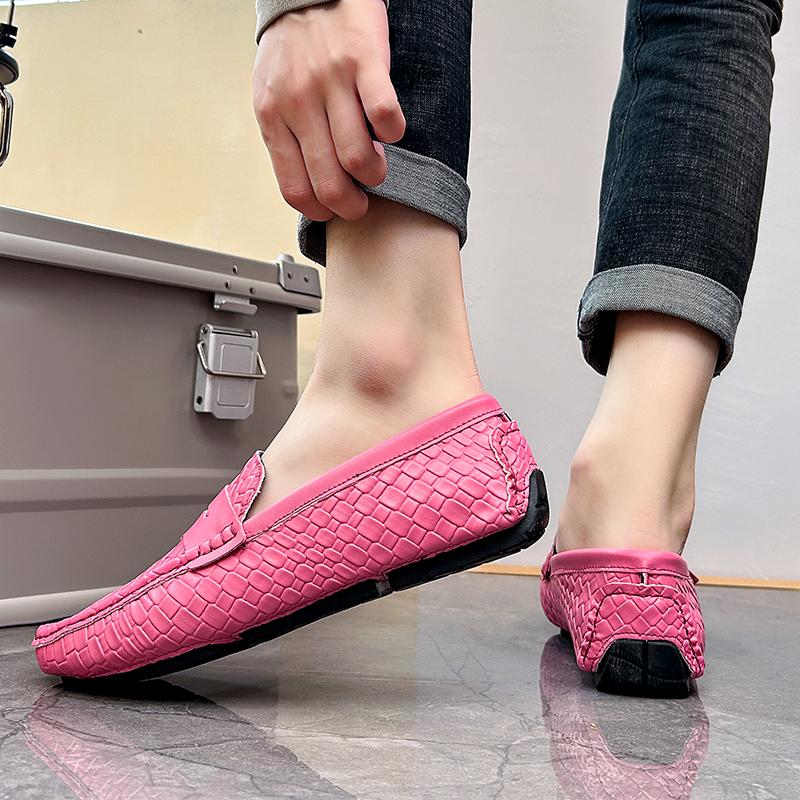 Herren Mokassins Loafer Fahrschuhe Komfort Leder Flats Lässige Slipper Übergröße Farbe Blau Erbsenschuhe Übergröße