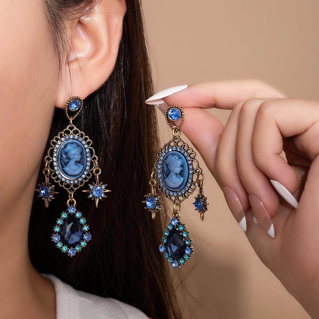 Pendientes Vintage de Estilo de Corte con Pedrería y Esmalte - Exquisita Joyería de Plata 925