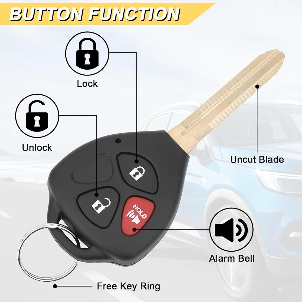 Key Fob Replacement For 2006-2011 Toyota RAV4/ 2008-2013 XB Car Keyless Entry Remote Control,HYQ12BBY 4D67 Chip,3 Buttons
