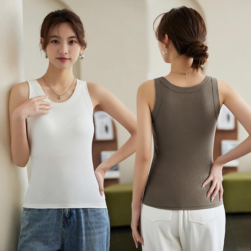 Modal Camisole Vest with Female Thread and Chest Cushion Integrated Thin Sleeveless Bottom and Long Outerwear Top