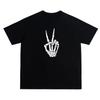 Unique Streetwear Skullhandprint Shortsleeved Tshirt Made of Pure Cotton Loose Fit Suitable for The Ins Style