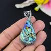 Abalone Shell Gemstone Handmade 925 Sterling Silver Jewelry Pendant 2.40" KG-133