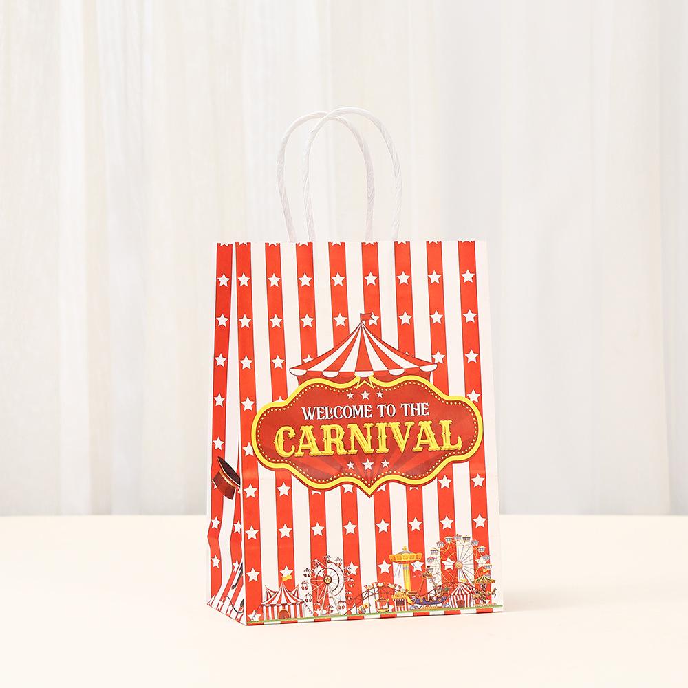 StoBag Circus Carnival Paper Bags Red Striped Clown Tent Party Gift Bags Candy Wrapping Bags Children s Birthday Favor 30pcs&15x8x21cm