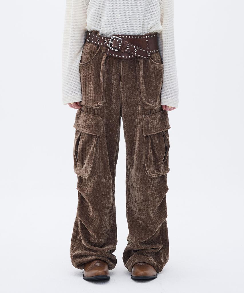 Weseullihyuseuteon Caiman Velvet Cargo Pants Brown