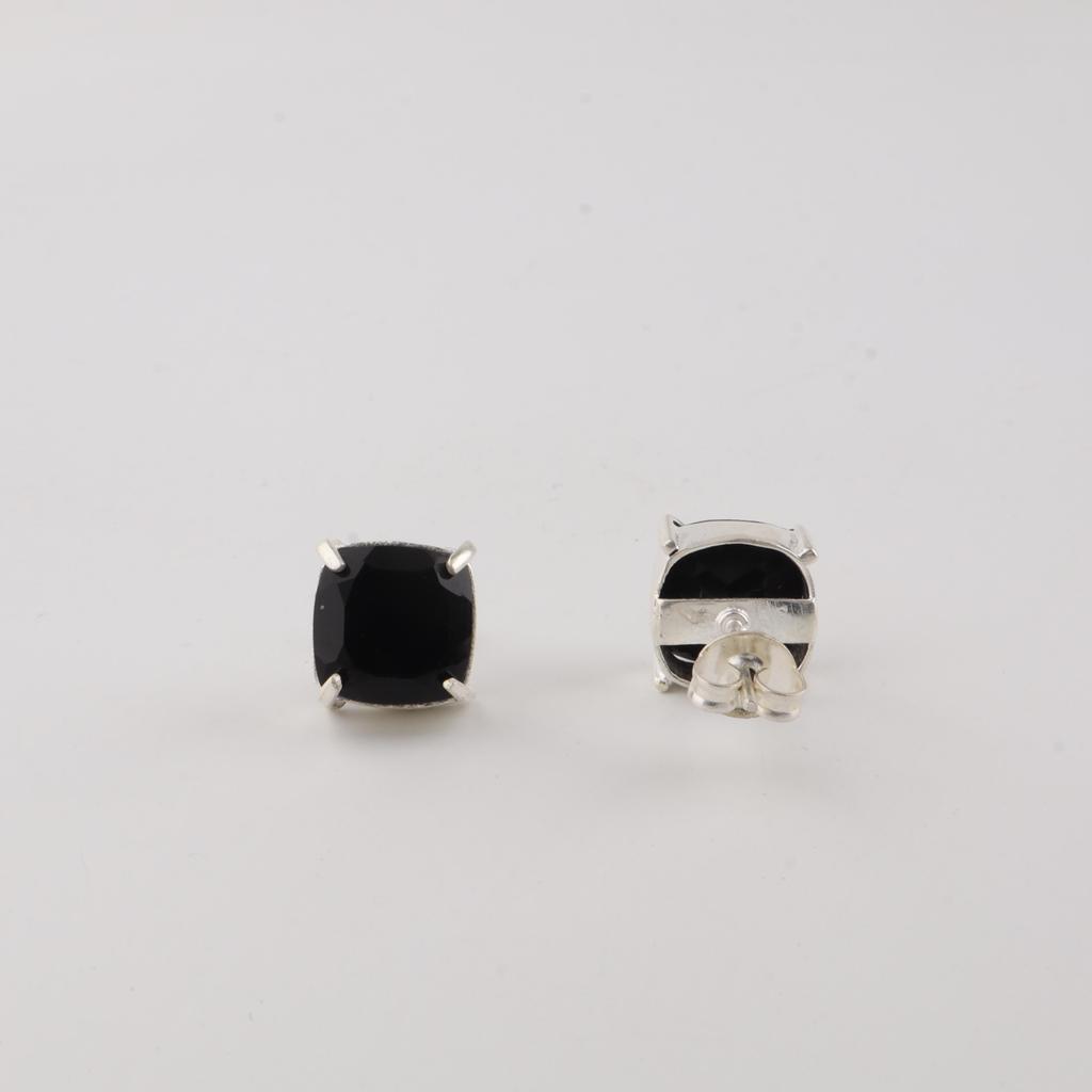 Black Onyx Gemstone 925 Sterling Silver Handmade Jewelry Cushion Earring 1" Gift For Women EE-181-15