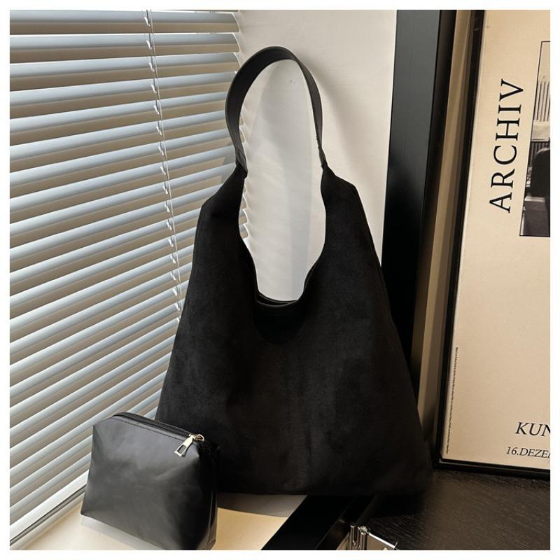 

Fashion retro armpit shoulder bag women s new trend fashion versatile large capacity mother and child tote big bag Without pendant чорний