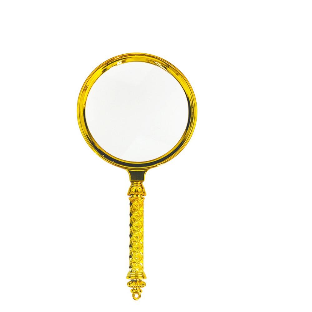 Gold Magnifying Glass Glass Lens Pocket Tool Retro Delicate Pattern Handle  Newspaper Reading