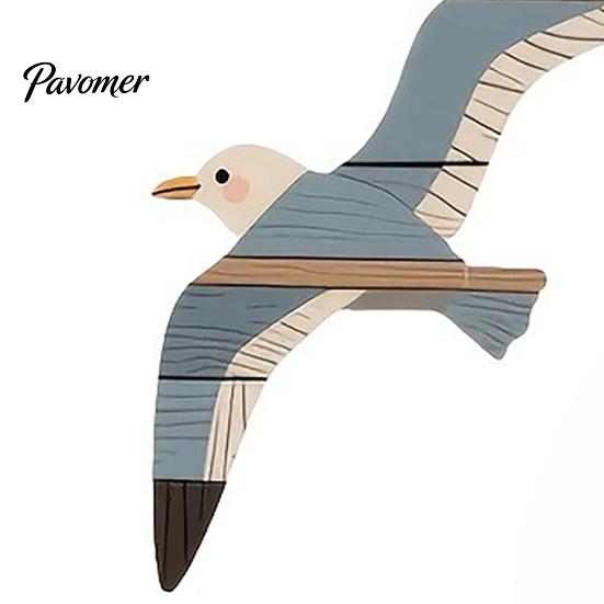 3D Wooden Bird Wall Hanging 3/4Pcs Seagull Decor, Nautical Coastal Theme Art, Natural Wood Texture Decor Adhesive Sculpture for Home Bedroom