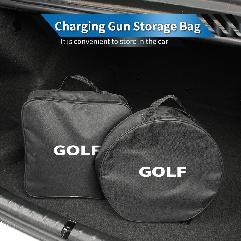 Car Charging Gun Bag Oxford Cloth Gun Cables Storage Box Auto Accessories For Volkswagen VW Golf Polo Tiguan T5 Passat b6JD8