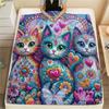1PC Cat Styles  Print FlAannel Blanket, High Quality Comfortable for All Seasons, Home Decor, Warmth and Comfort
