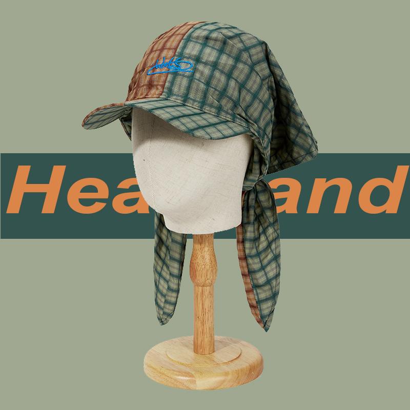 Street Style Karierte Farbblock Turbanmütze für Damen UV-Schutz Sonnenhut Skateboard Baseballkappe