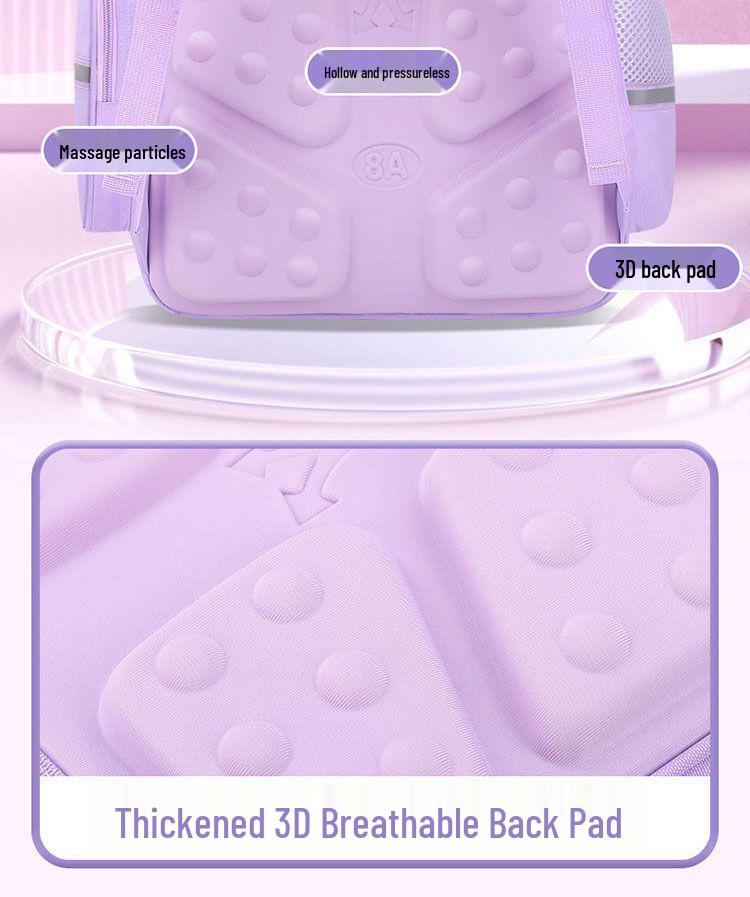 Kuromi 3D Lättviktsryggsäck med stor kapacitet för flickor (Årskurs 1-6) med ryggskydd