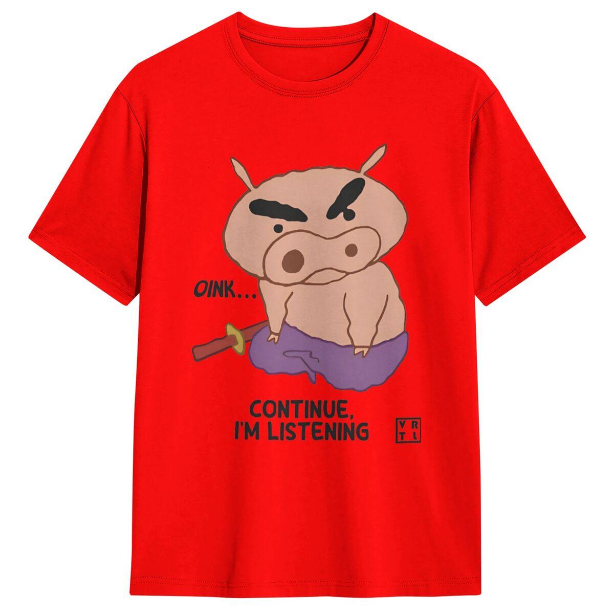 Уличные футболки Brave Pig Crayon Shin Chan Buri Buri Zaemon Хлопковые футболки Футболка для мужчин Летняя одежда с коротким рукавом S