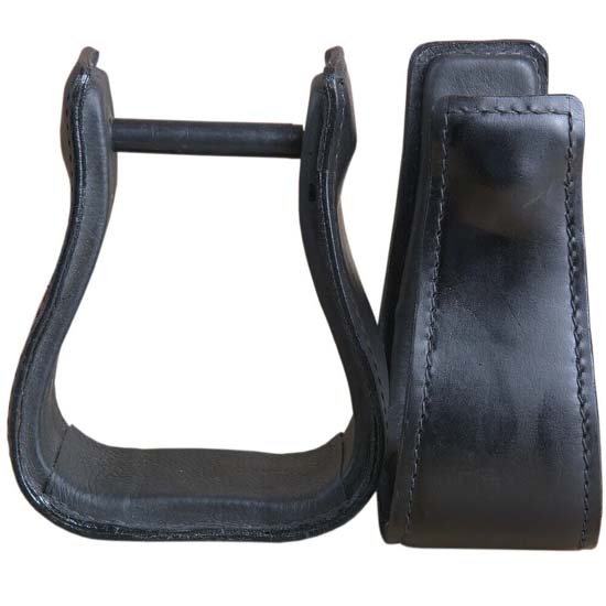 High Quality Horse Western Stirrups Saddle Tack Floral Handmade Tooled Leather Covered Pair