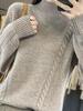 Women's Short Loose Wool Turtleneck Sweater - Solid Color Long Sleeve Knitwear