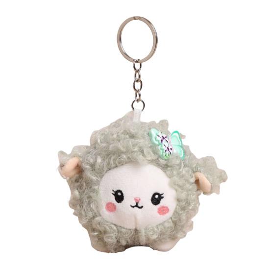 Plush Sheep Keychain with Metal Ring, Stuffed Animal Bag Charm, Soft Embroidered Face Bag Charm for Backpack Purse