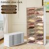 10 Tiers Foldable Shoe Rack Organizer with Magnetic Clear Door Collapsible Shoe Cabinet Plastic Shoe Storage Box for Living Room