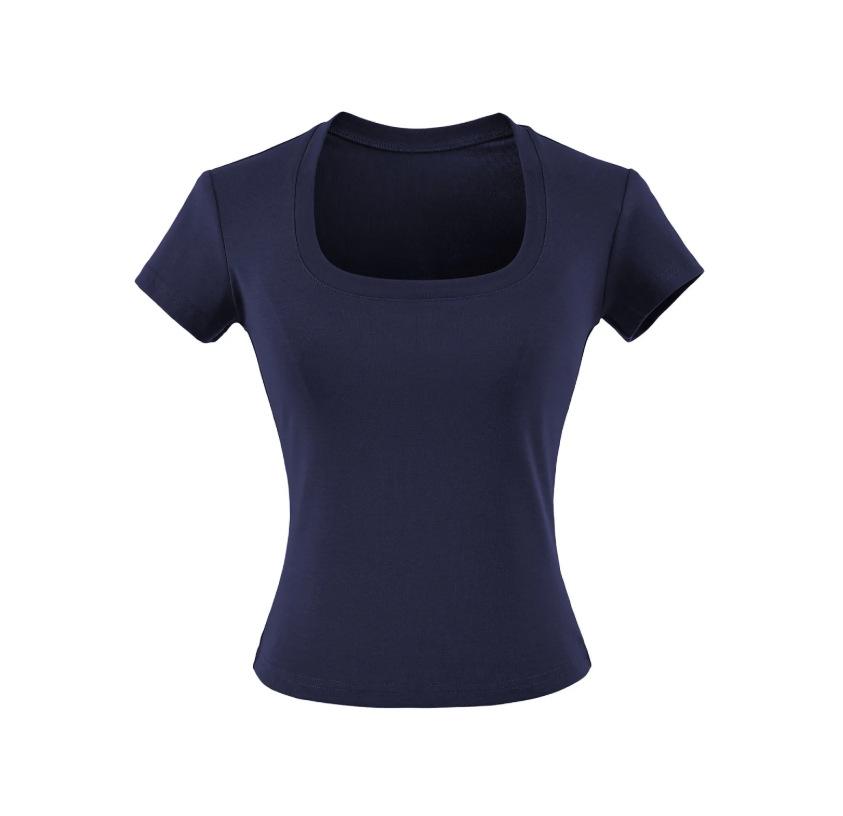 U-neck short-sleeved T-shirt women's summer new American Spice Girls storm point design sense slim and thin bottoming top